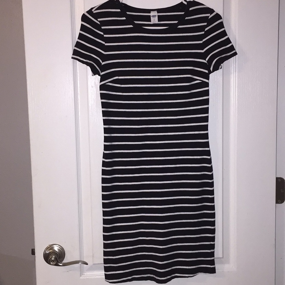 black and white striped dress